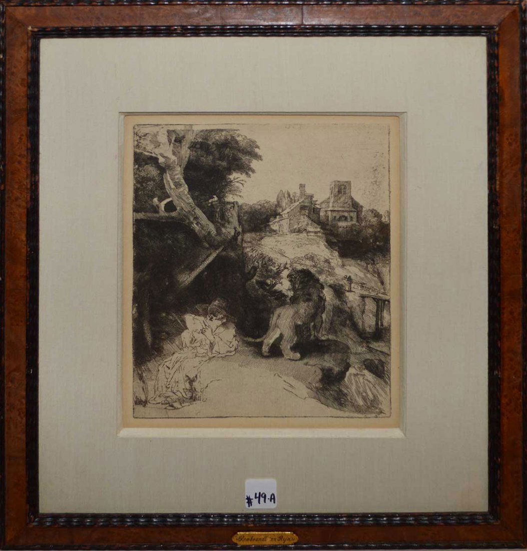 Rembrandt etching, “St. Jerome Reading in an Italian (1 of 3)