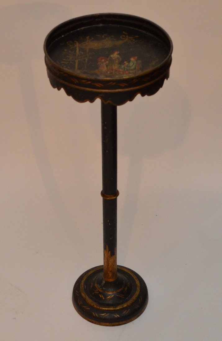 Antique Painted Tole Stand.  Ht. 22" (1 of 3)