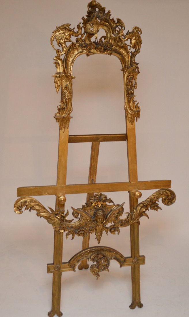 19th Century Carved Giltwood & Gesso Easel.  Ht. 7'1" (1 of 6)