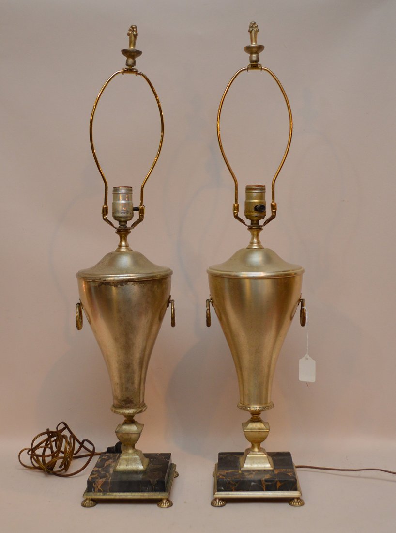 Pair Silver Plated Steiffel Lamps.  Ht.  16 1/2" to the (1 of 2)