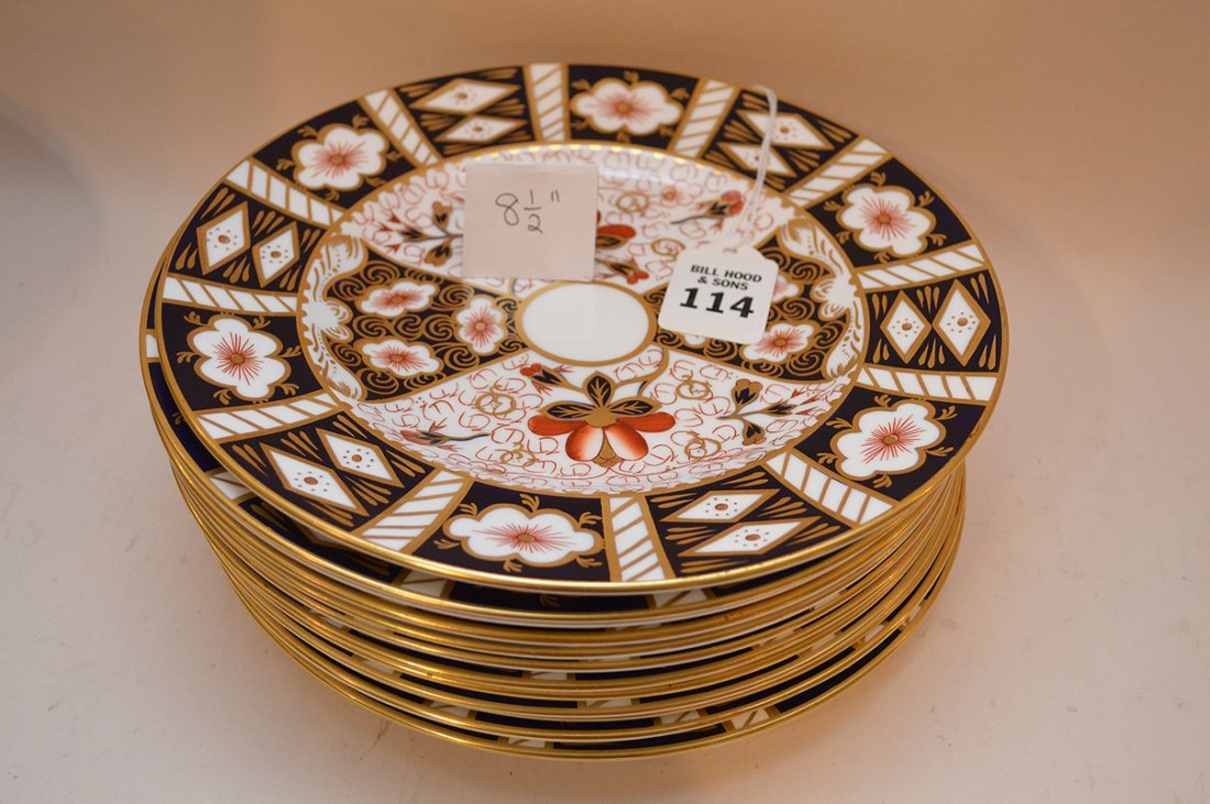 Set 12 Royal Crown Derby "Imari" Plates. Dia. 8 1/2" (1 of 3)