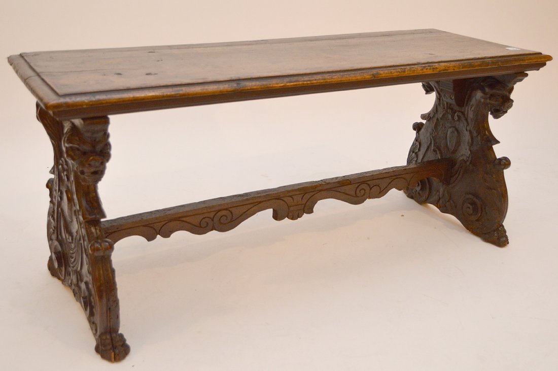 Italian 19th c. carved bench/coffee table, 19"h x 43"w (1 of 4)