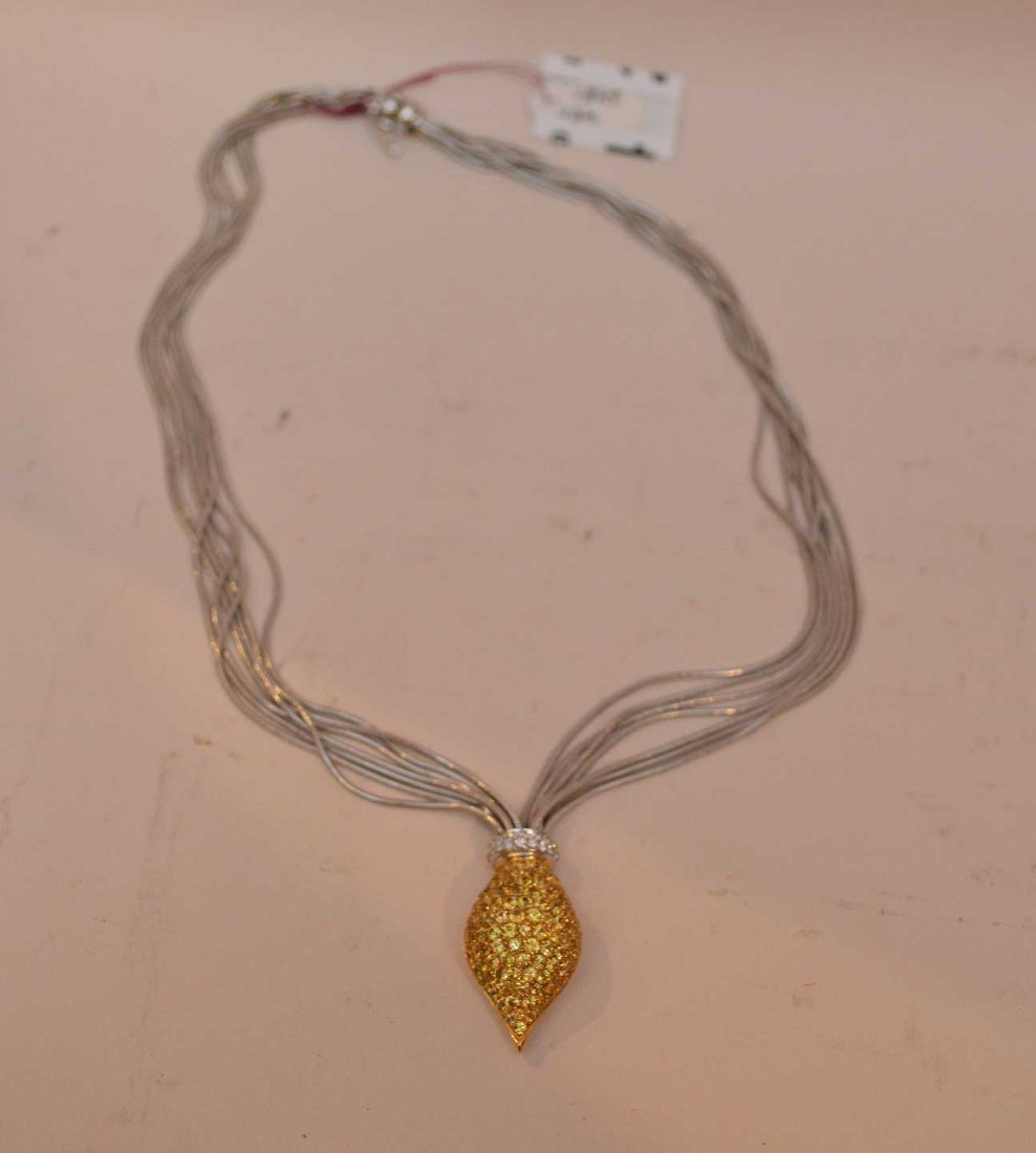 Necklace, 18kt white gold with diamonds on drop pendant (1 of 3)