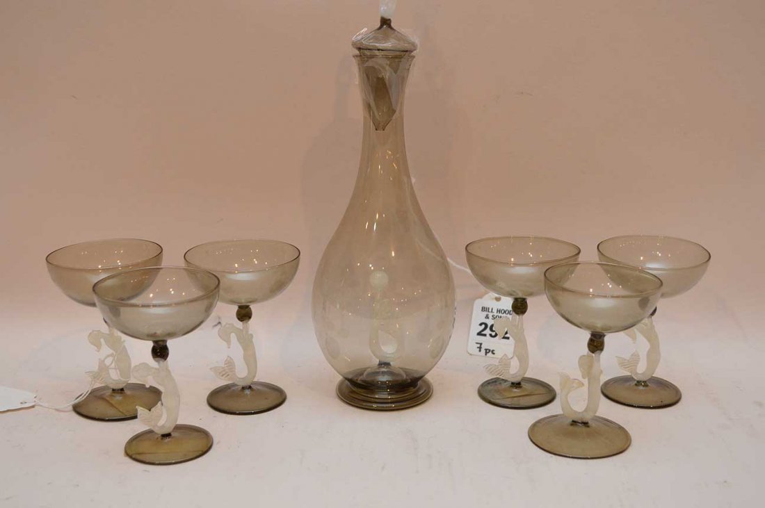 7 Piece Bimini Blown Glass Decanter Set mermaids (1 of 4)