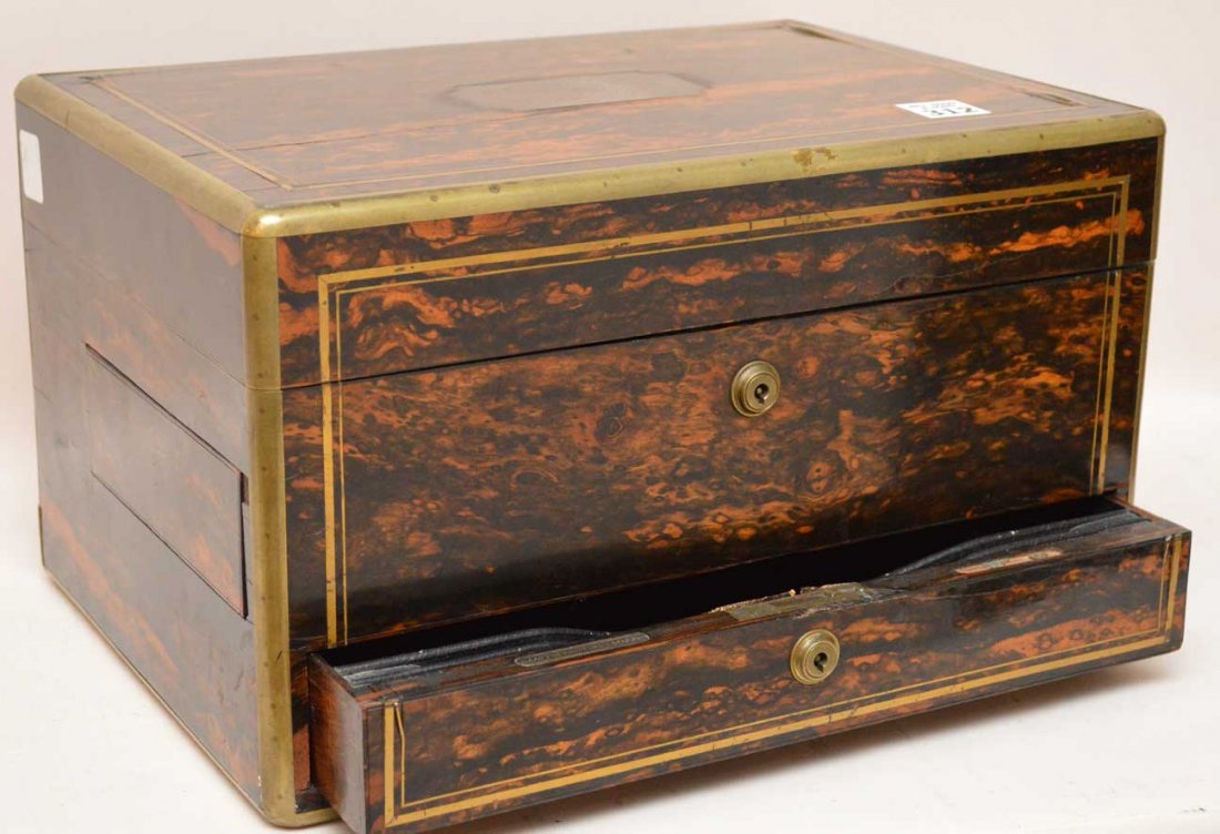 19th Century Coromandel Wood Men's Travel Box with (1 of 7)