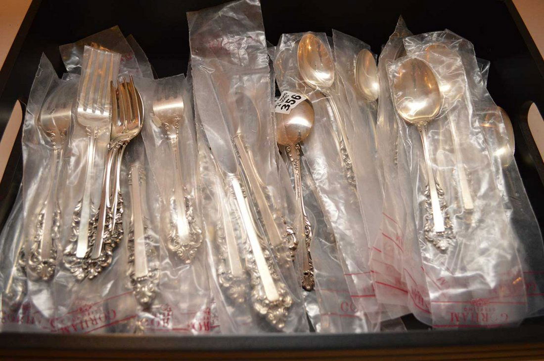 Gorham sterling flatware set, "Medici" incl; 9 dinner (1 of 4)