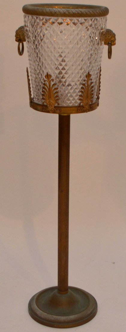 Bronze & Crystal Ice Bucket on stand.  Ht. 33" (1 of 3)