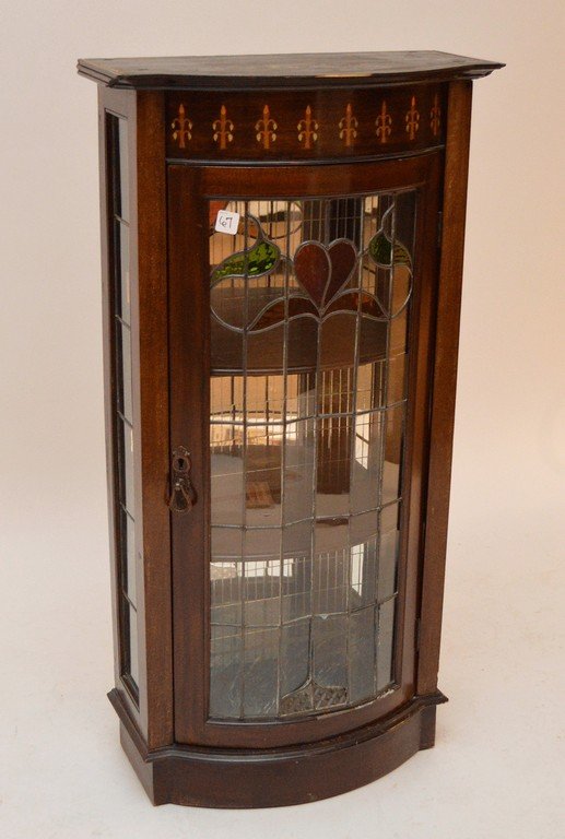 Small standing vitrine with bowed leaded glass, single (1 of 5)