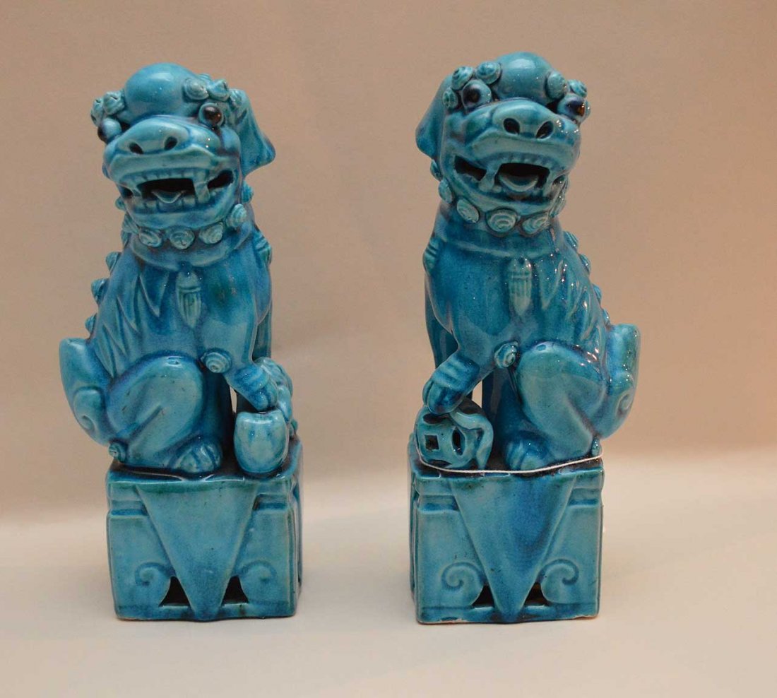 Pair of Chinese Foo dogs, 8 3/8"h (1 of 5)