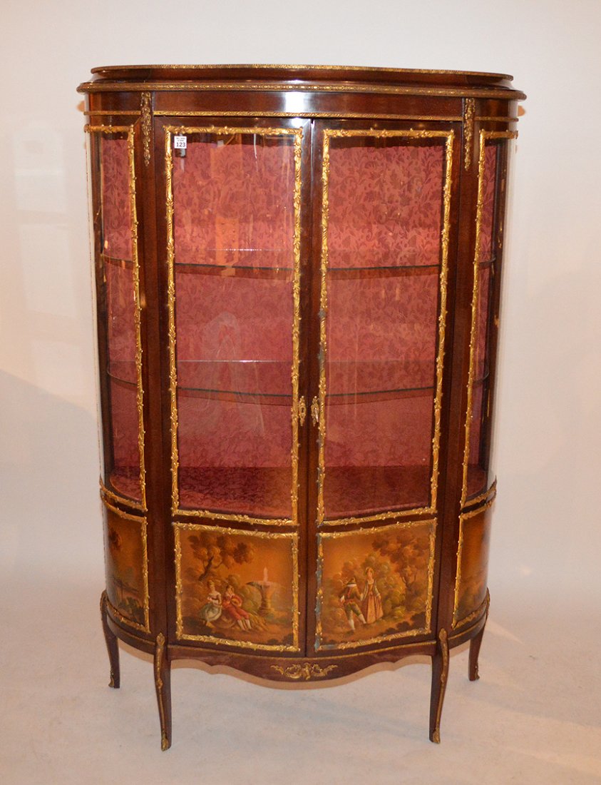 French style Verni Martin vitrine, bowed glass doors, (1 of 5)
