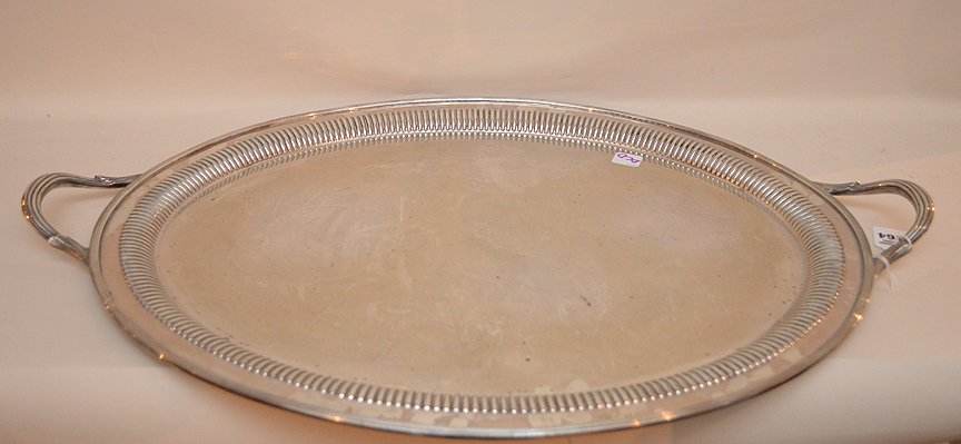 English Sterling Serving Tray with ribbed border.  18 (1 of 4)
