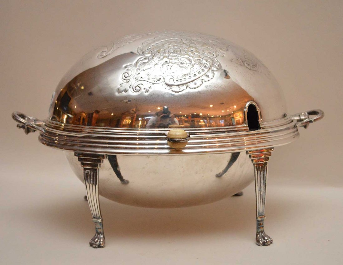 Silver plate Victorian dome warmer, 13"w (1 of 5)
