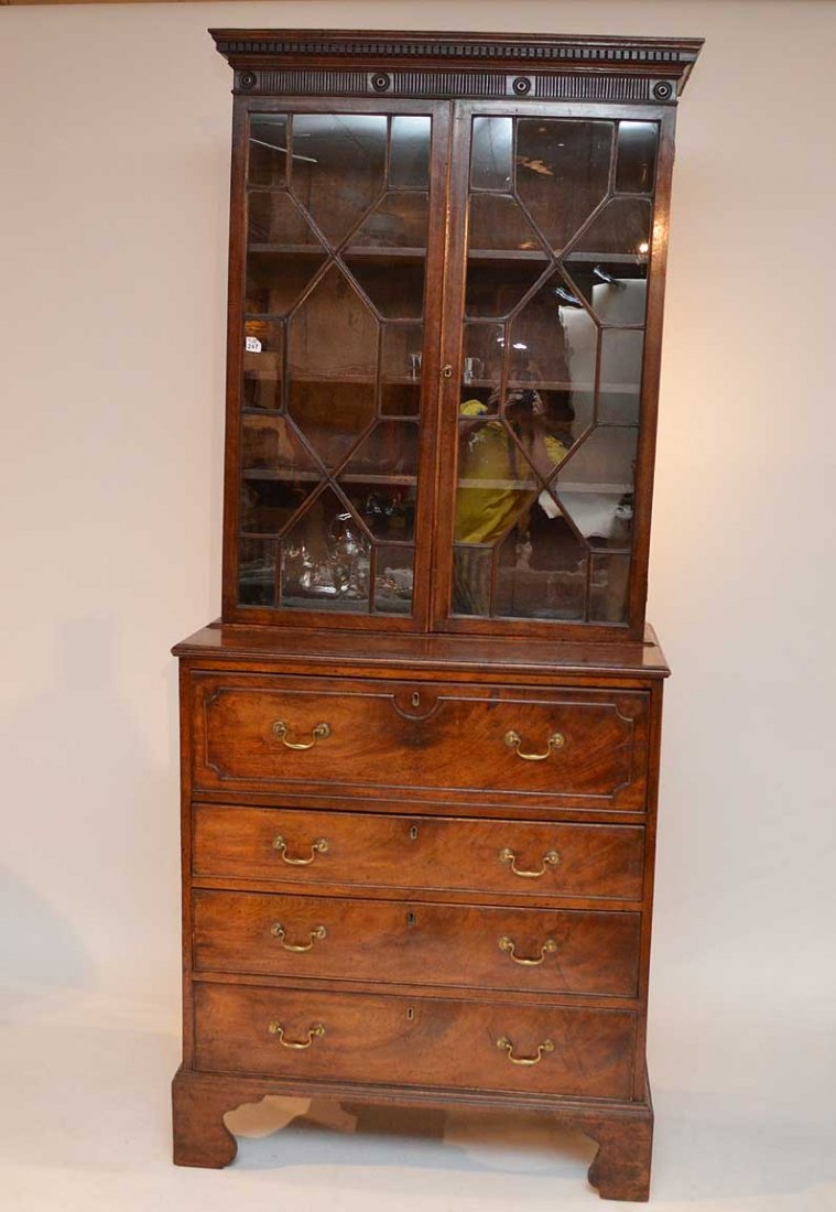 Georgian mahogany 2 piece 19th c. secretary/desk (1 of 7)
