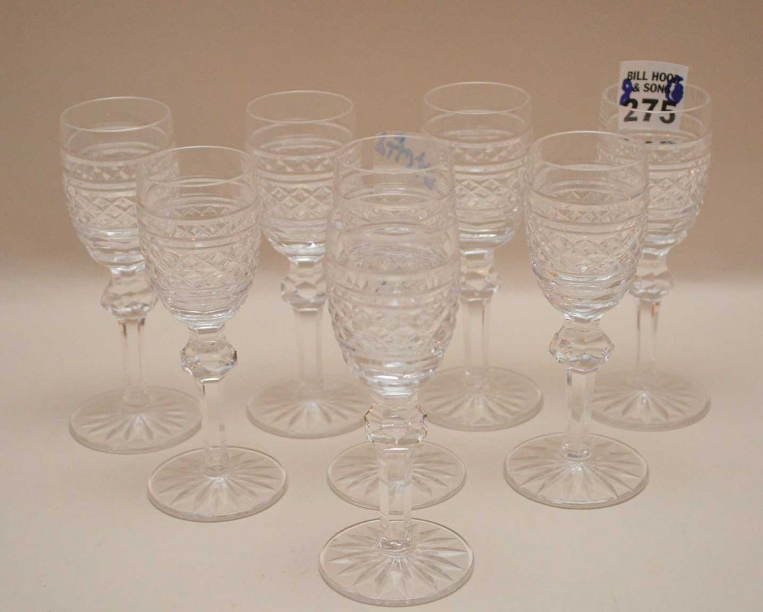 8 Waterford liquers, 4 3/4"h: 8 Waterford liquers, 4 3/4"h