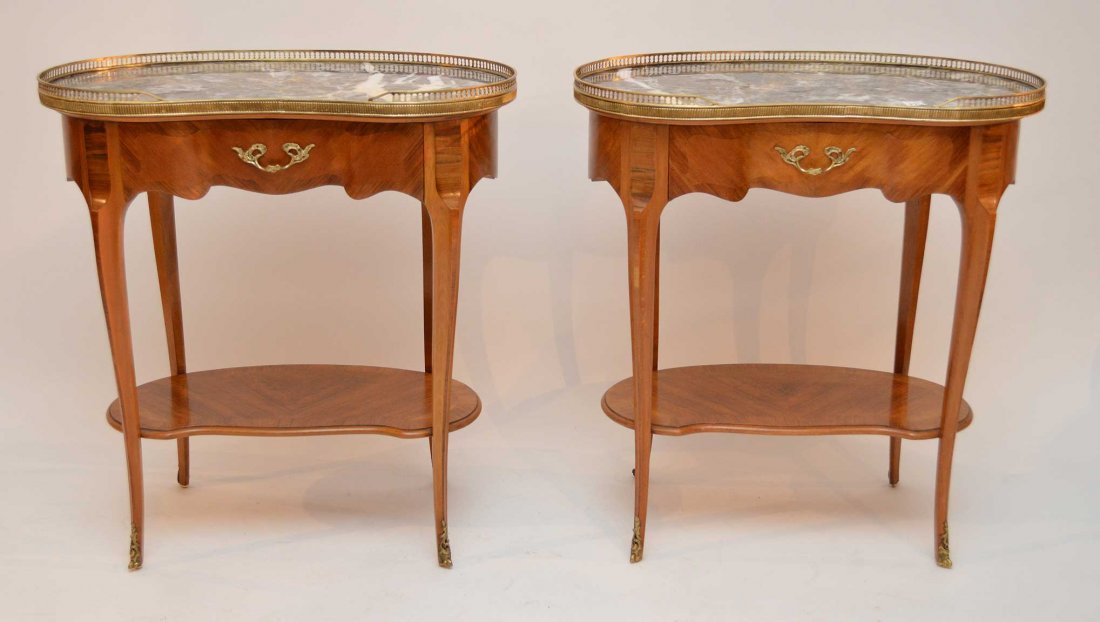 Pair French style kidney shape side tables, label Simon (1 of 3)