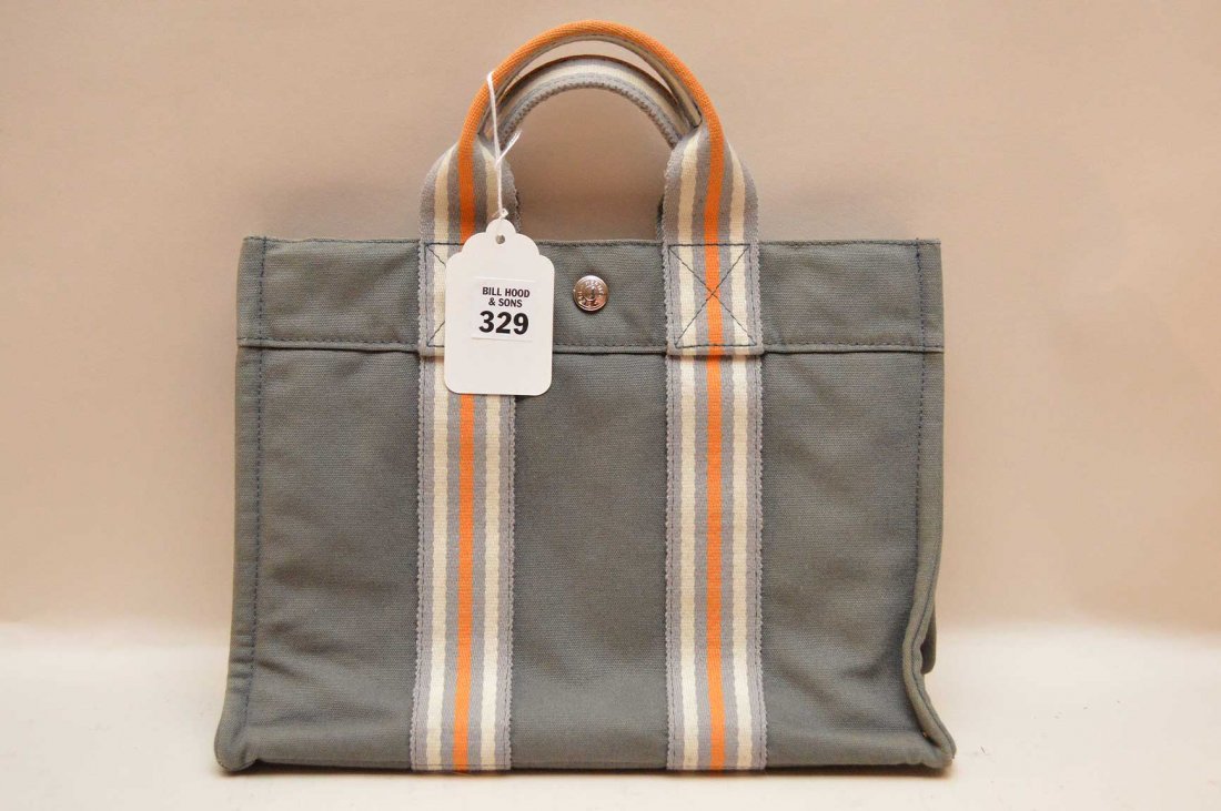 Vintage Hermes garden party bag, grey, orange & white (1 of 2)
