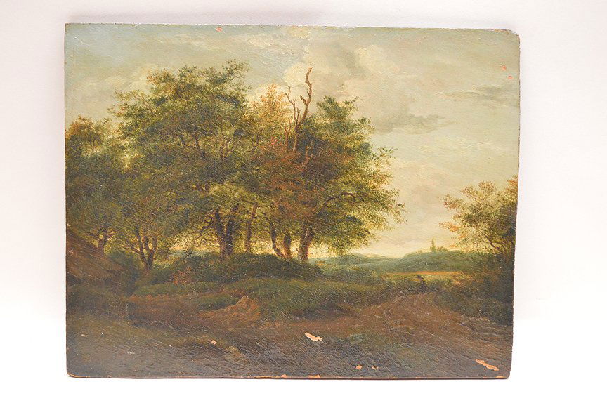 Antique Oil On Panel landscape scene.  9 3/4" x 12 1/4" (1 of 3)