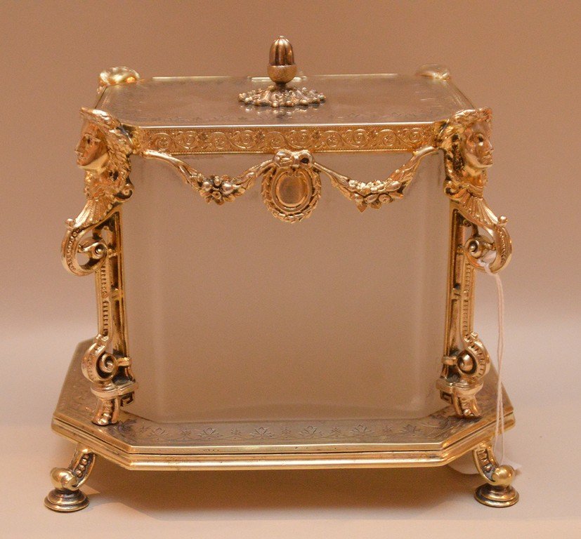 Antique Silver Plated Biscuit Barrel with figural (1 of 4)