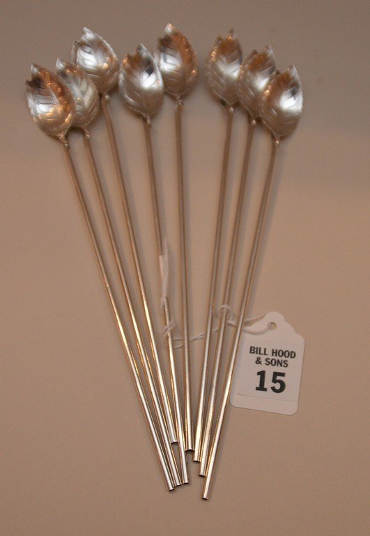 8 Tiffany Sterling Sip Stirs.  Lth. 8 3/8" (1 of 4)