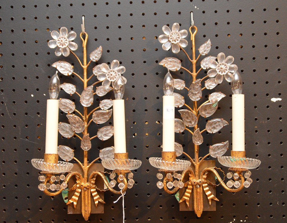 Pair rock crystal and bronze, 16"h (1 of 4)