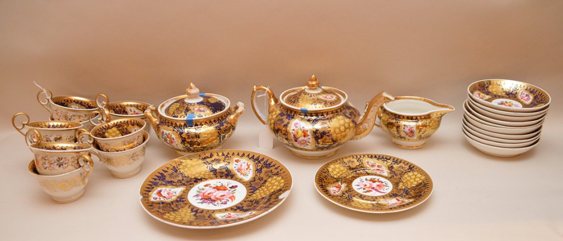 English porcelain blue and gold tea set (1 of 6)