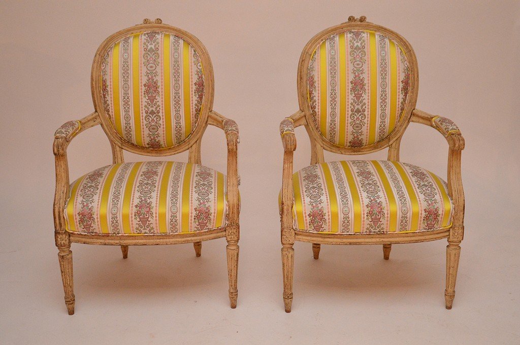 Pair antique French chairs, 36"h (1 of 5)