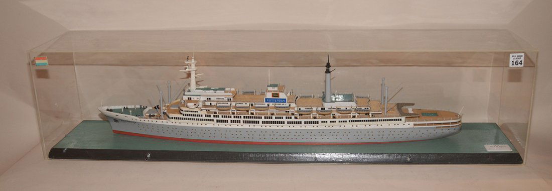 S.S. Rotterdam ship model, case measures 9 1/4"h x 38"w (1 of 9)