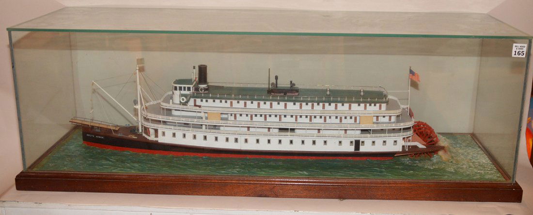 "Delta Queen" ship model, custom glass case, 13"h x (1 of 9)