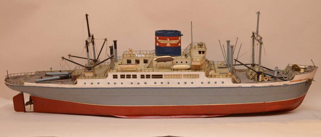 "American President Line", tin ship model, 10"h x 39"w (1 of 9)