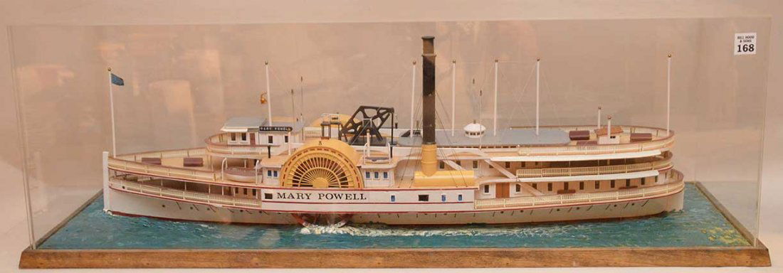 Mary Powell ship model, plexi case, 12"h x 36"w (1 of 10)
