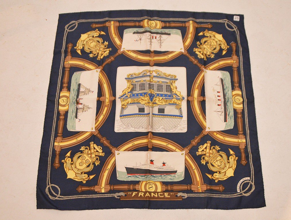 Hermes scarf, France, nautical motif (1 of 4)