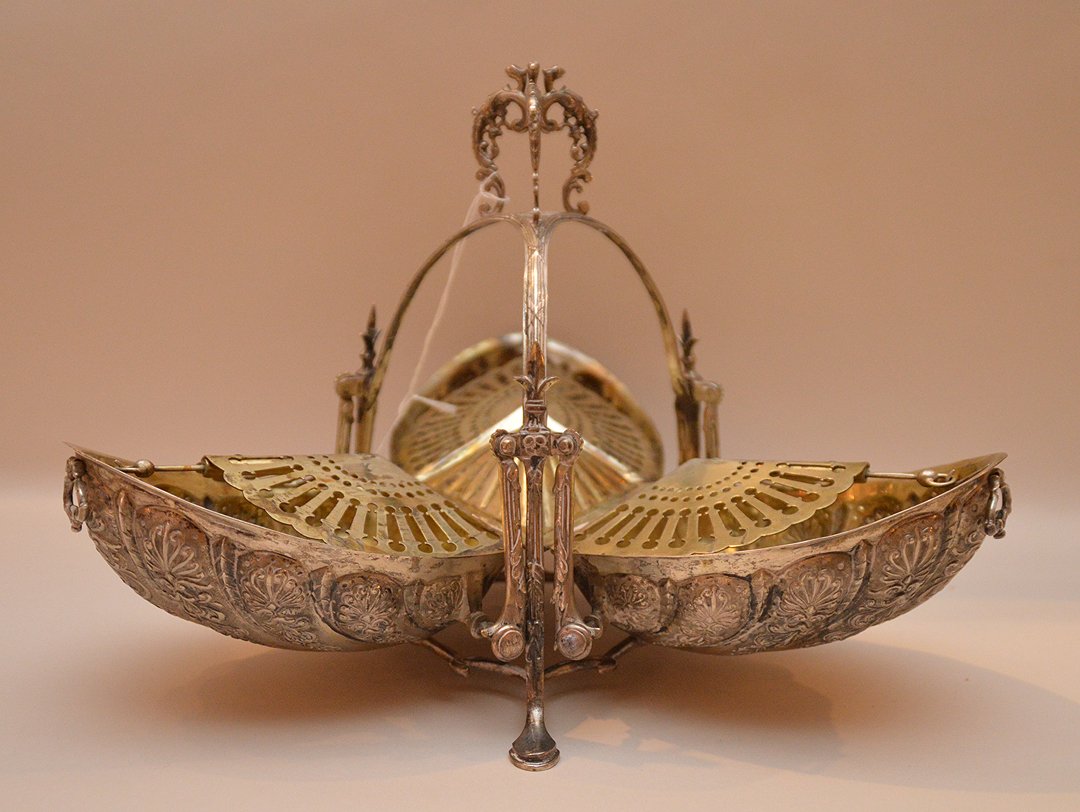 German silver (800) bon bon dish, 49ozt, 8 3/4"h x 12"w (1 of 4)