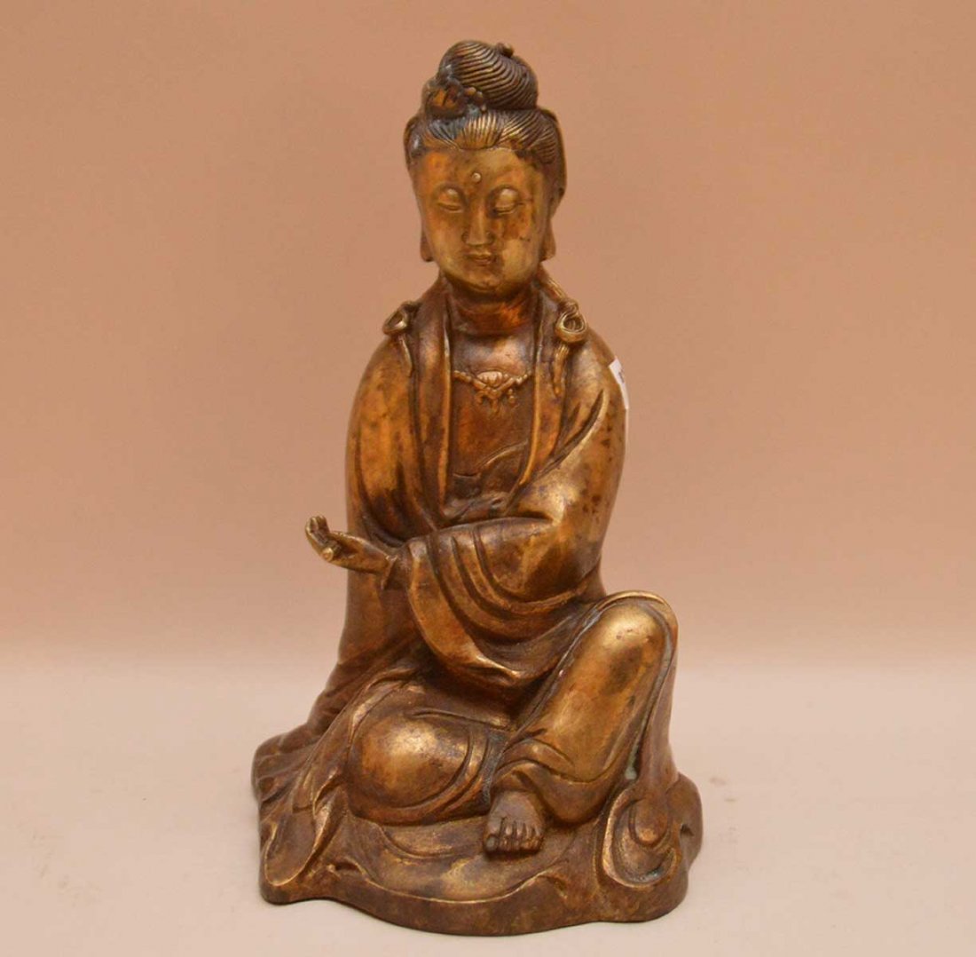 19th Century Bronze Buddha Statue of Guan-Yin. (1 of 6)