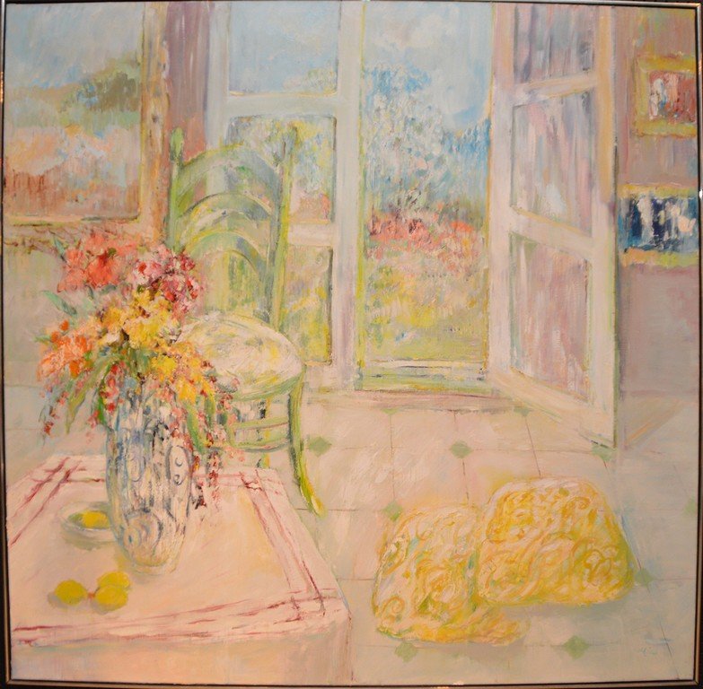 Large Decorative oil on canvas painting signed Mia, (1 of 5)