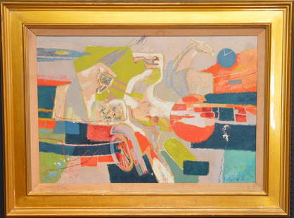 Jean Isy de Botton (FRENCH, 1898-1978) oil on board,: Jean Isy de Botton (FRENCH, 1898-1978) oil on board, large Abstract Horses, 28" x 40"