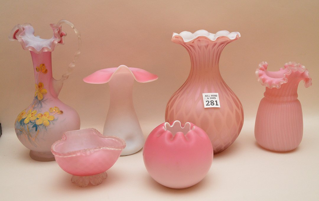 9 assorted pink satin glass pieces (1 of 4)