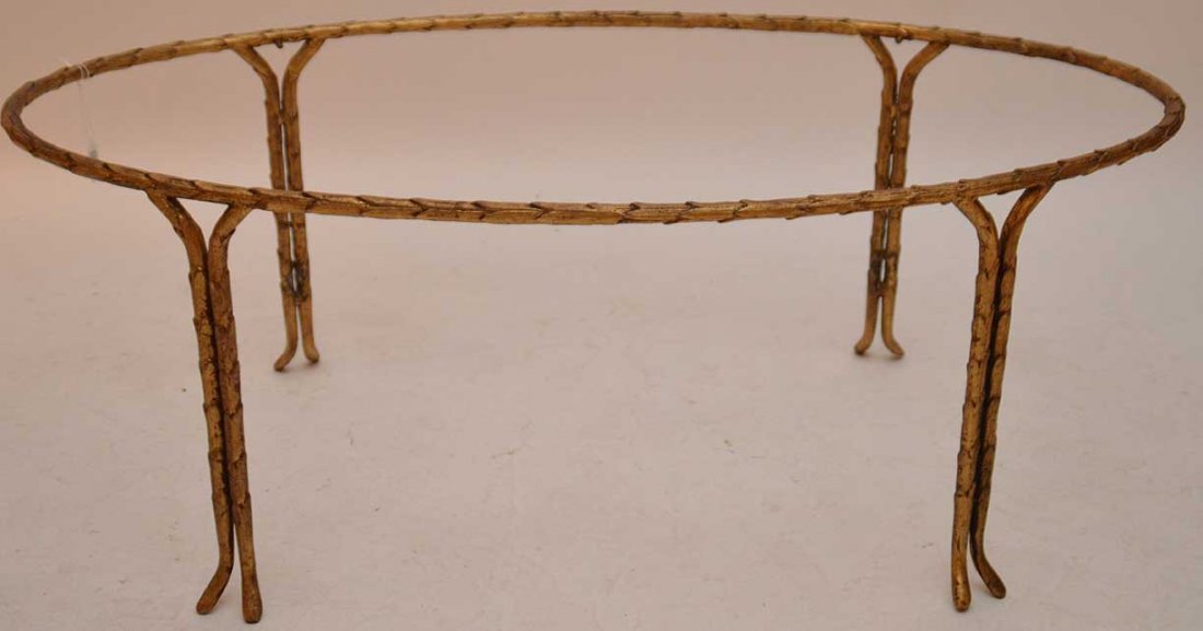 Brass oval frame coffee table, laurel leaf motif with (1 of 2)