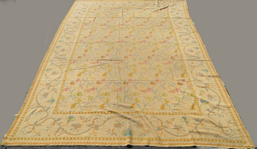 Hooked rug, probably Spanish carpet, 17' 10" x 10 1/2' (1 of 4)