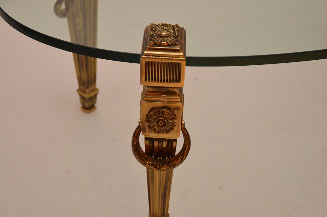 Cast Brass & Glass Coffee Table.  Ht. 19" W. 47" D. 27" (1 of 3)