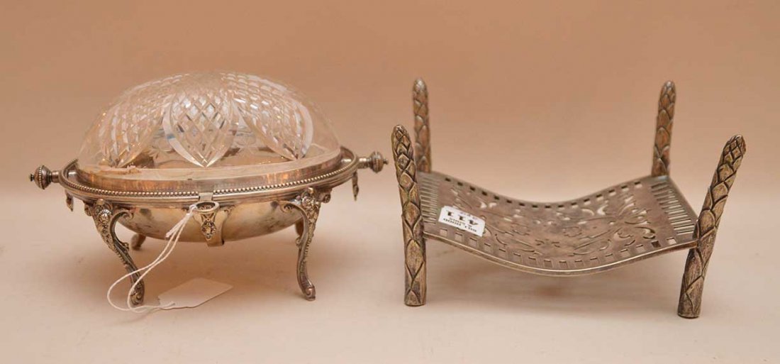 2 Pcs. Silver Plate.  One Asparagus Tray Ht. 4 1/4" Lth (1 of 3)