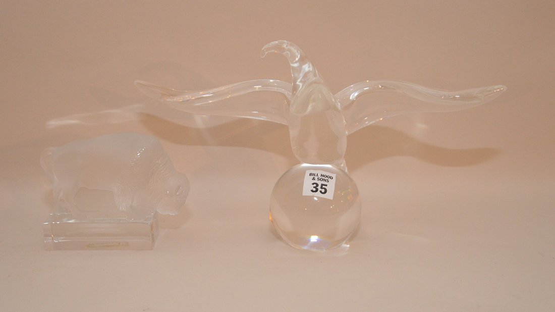 Steuben crystal seagull AND Lalique Buffalo (1 of 4)