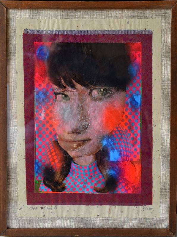 Karl Zerbe (America 1903 - 1972) Acrylic/Collage, "Gem (1 of 8)