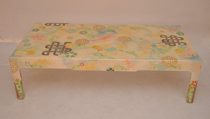 Asian style parsons coffee table, all over floral (1 of 6)