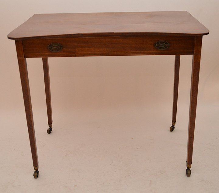 Diminutive English mahogany side table with string (1 of 7)