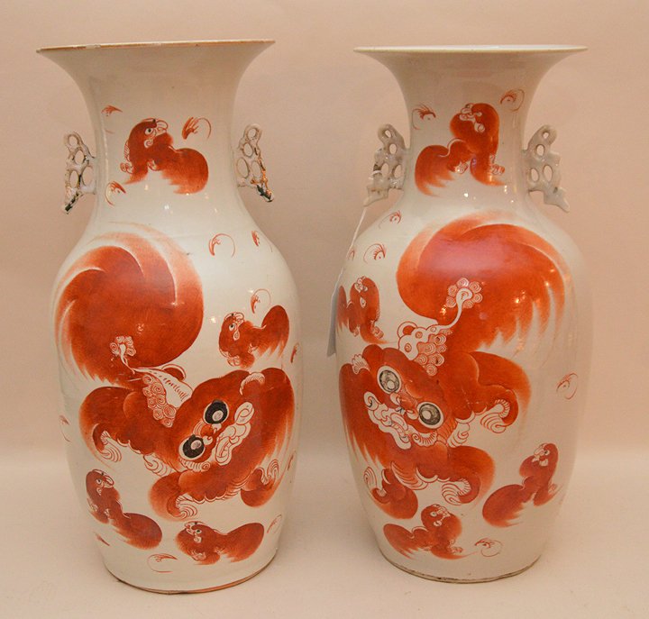 Pair of 19th c. Chinese porcelain vases with original (1 of 8)