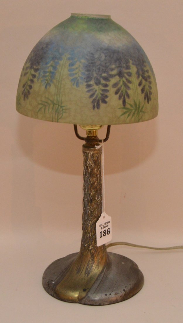 Handel Lamp with metal base and reverse painted glass (1 of 7)