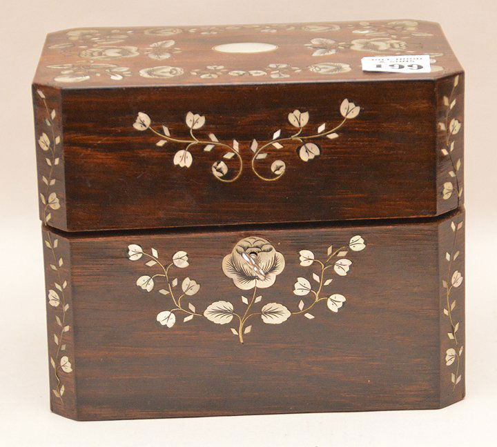 Antique Scent Bottle Box with mother of pearl inlay. (1 of 8)