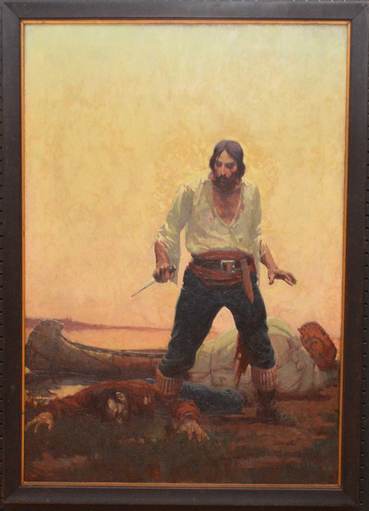 Old Illustration Painting, oil on canvas, Pirate (1 of 7)