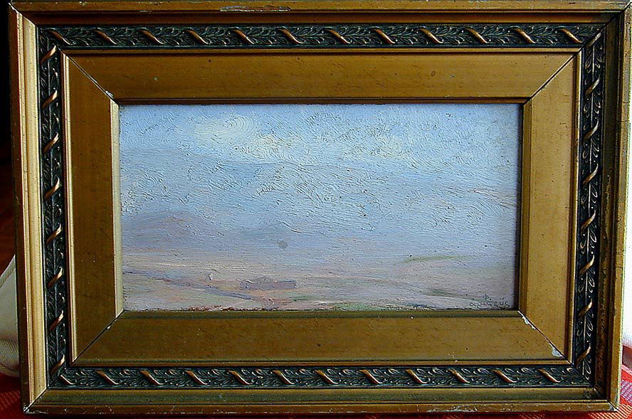 20thc Cuban/Russian School Oil Sgned Painted on an old (1 of 4)