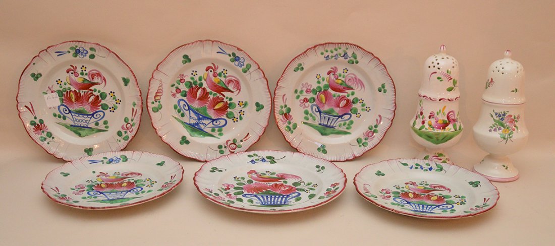 2 oversized Luneville France muffineers (9 1/2"h)  AND (1 of 5)